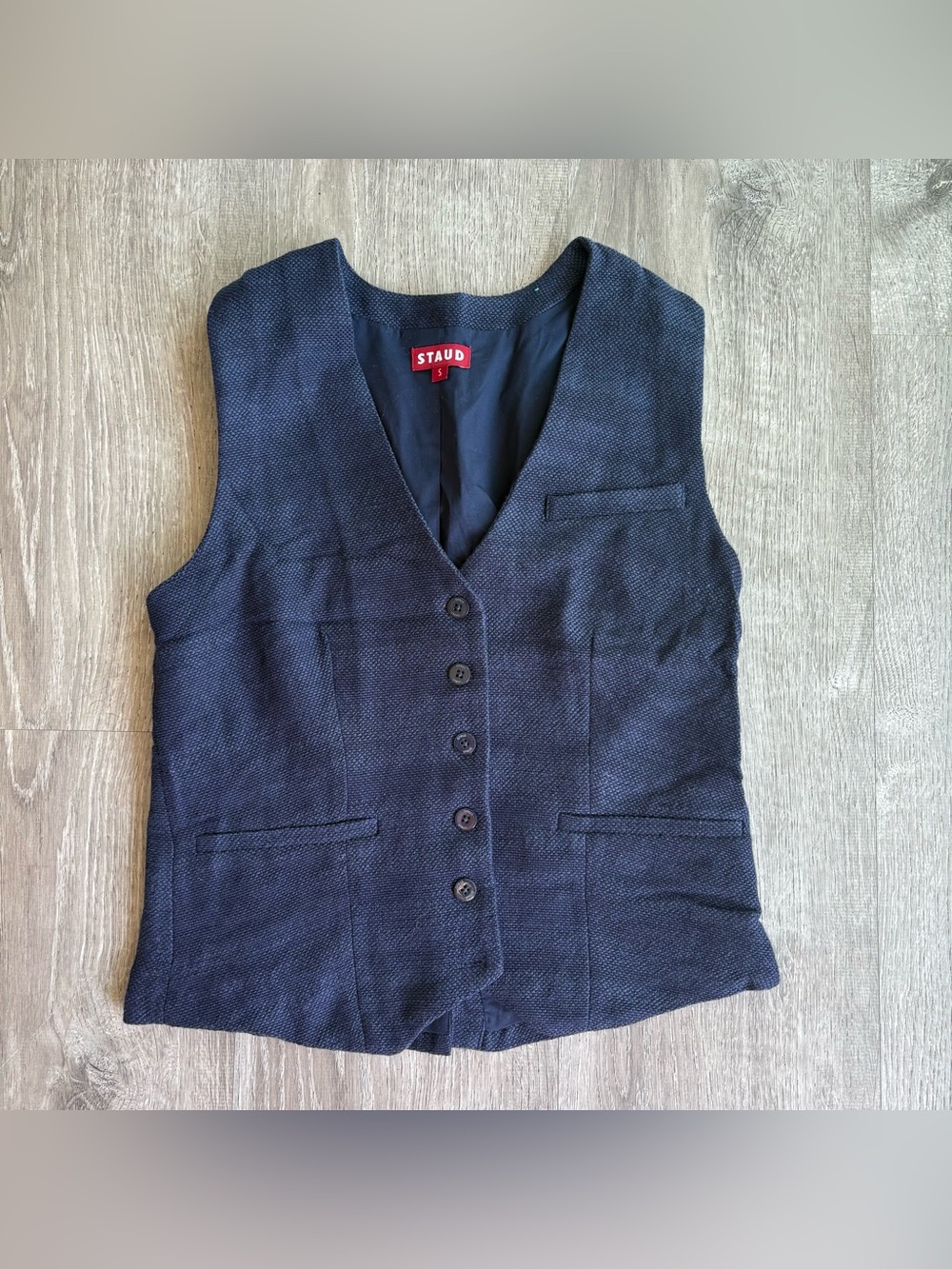 STAUD Dark Navy Textured Women's Vest